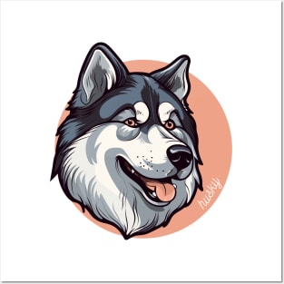 Siberian Husky Dog Breed Cursive Graphic Posters and Art